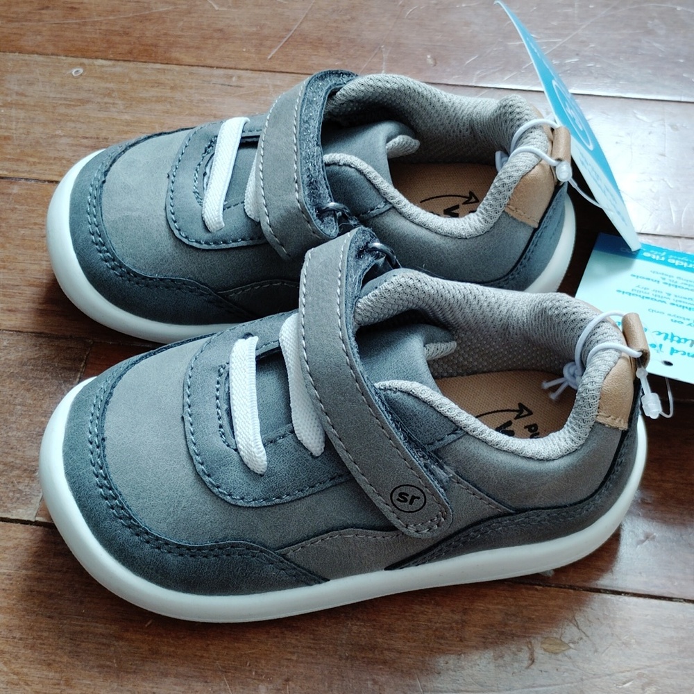 Stride Rite "Nick" Gray Baby/Toddler Boy Sneakers Sz 5 NWT